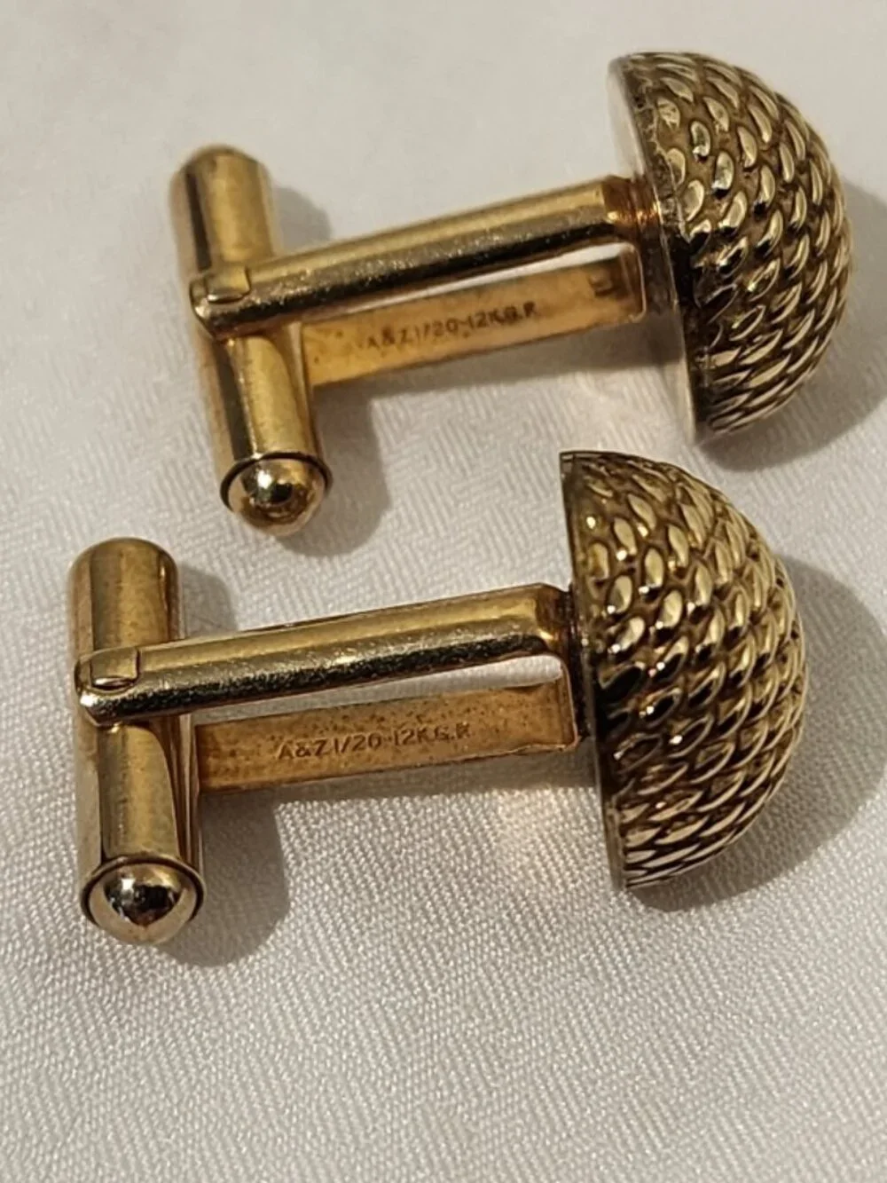 Vintage A&Z 12K Gold-Fille Dome Cufflinks & Tie Pin Set